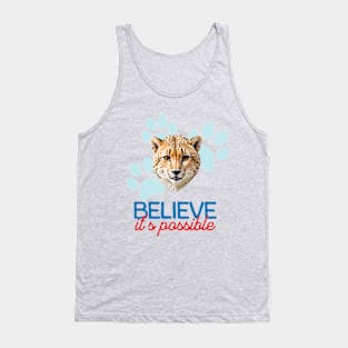 Cute Cheetah Minimalist Style Art | Believe, it's possible Tank Top